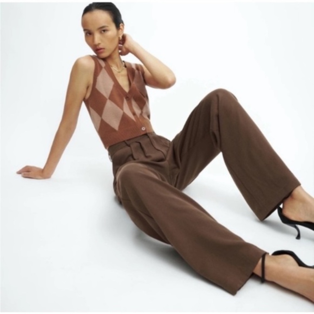 Reformation Brown Wide-Leg Trousers